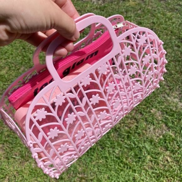 Handbags - Pink Jelly Purse Retro Tote
